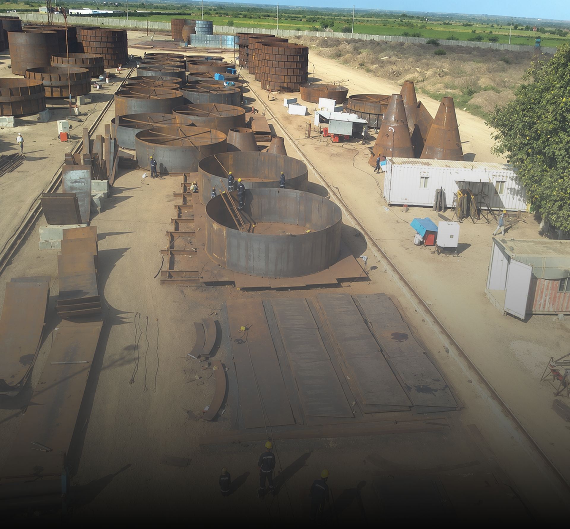 Power plant structural fabrication site